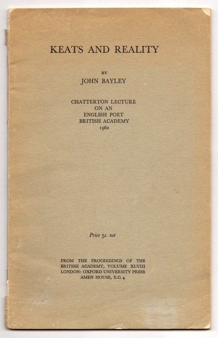 Keats and Reality by John Bayley